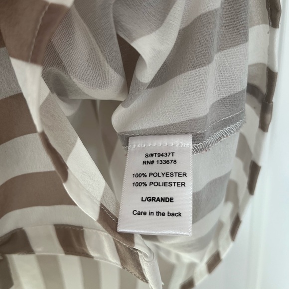 3/$30 Love tree Collared Sleeveless Blouse with Vertical Stripes - Picture 3 of 4